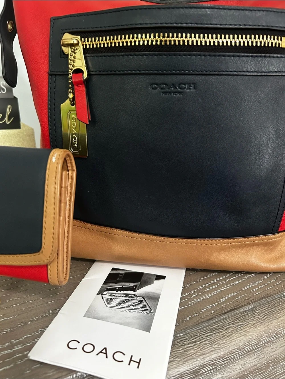 Coach Legacy Colorblock Leather Crossbody Bucket Bag, Matching Wallet, Vintage
